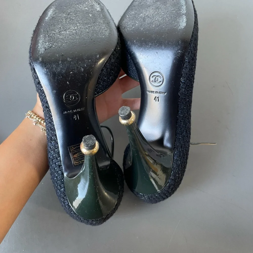 Chanel Tweed T strap Chanel Pumps size 11 41